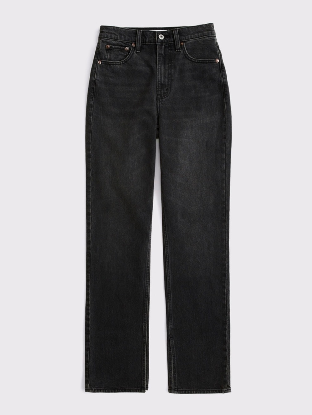 Abercrombie & Fitch Curve Love Ultra High Rise 90s Straight Jeans in Black Denim